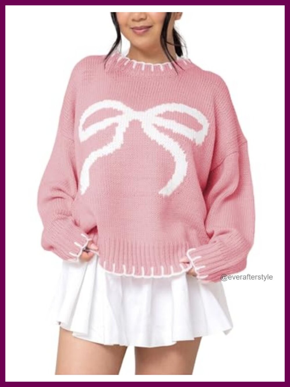Women's Cropped Knit Sweater Long Sleeve Crewneck Bow Pullover Fall Winter